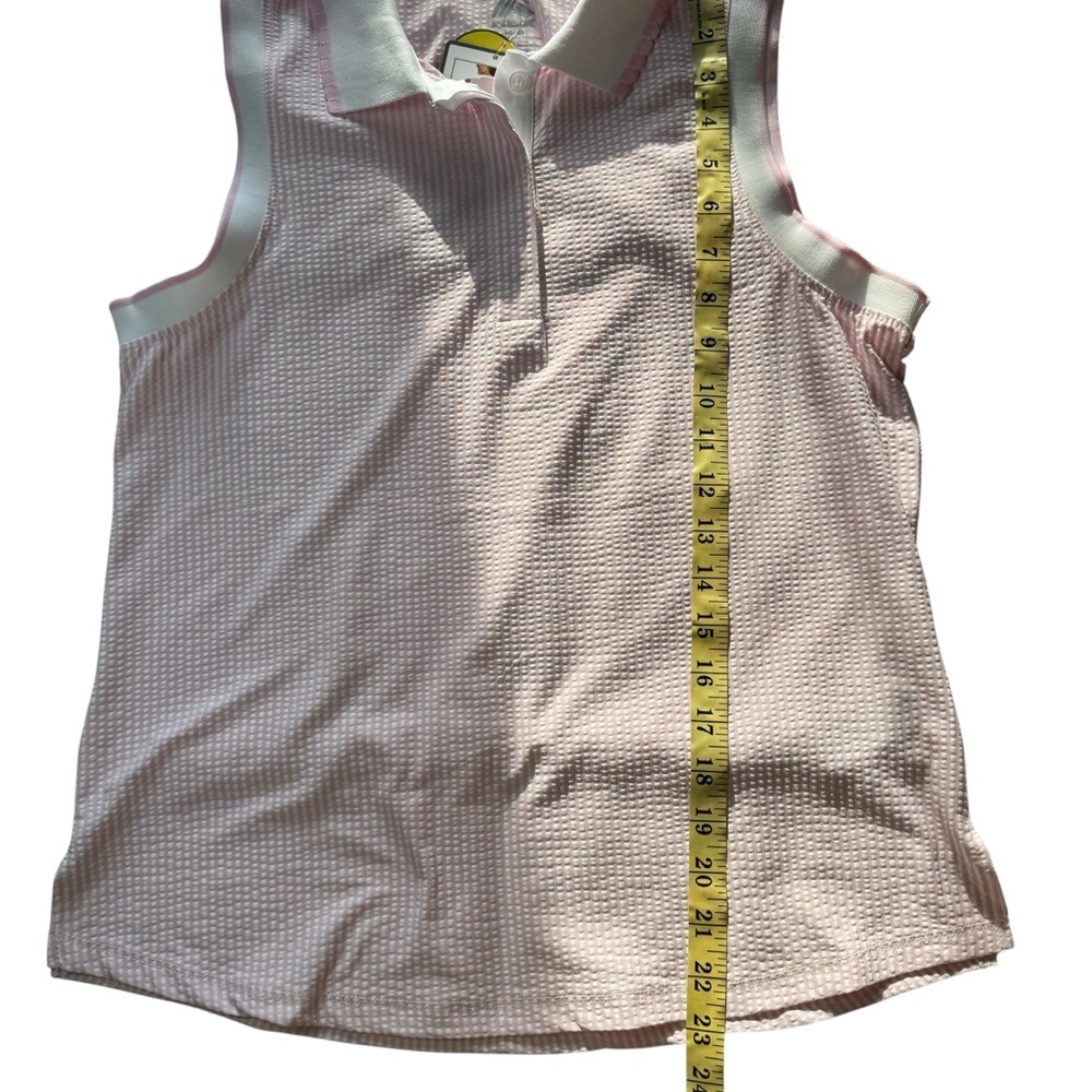 NWT RBX Light Pink and White Striped Sleeveless Polo Medium Top - Picture 4 of 6